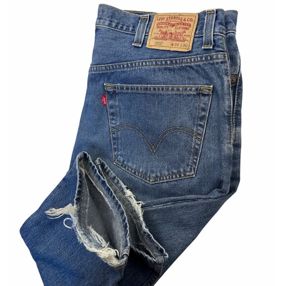 Levi’s 505 Mens Regular Fit Straight Leg Jeans W38 L30 -Measures 38x27-Western - Picture 8 of 11